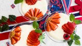 Panna cotta med bær er en superenkel dessert som smaker nydelig sammen med jordbær, blåbær og bringebær. En perfekt dessert for nasjonaldagen.