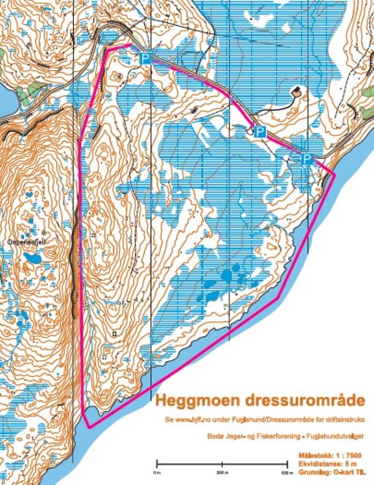 Kart over Heggmoen dressurområde