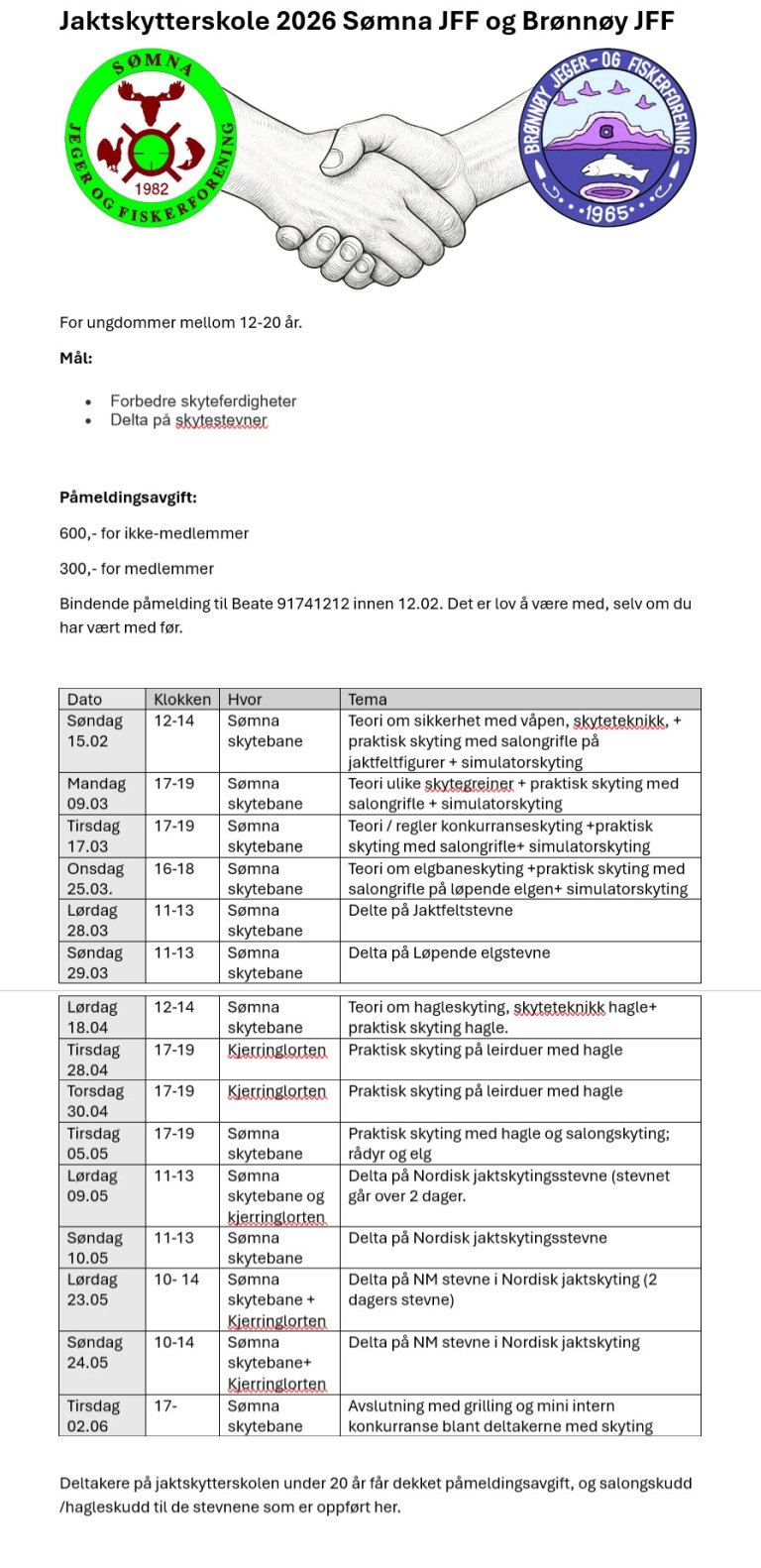 Informasjon om jss 2026