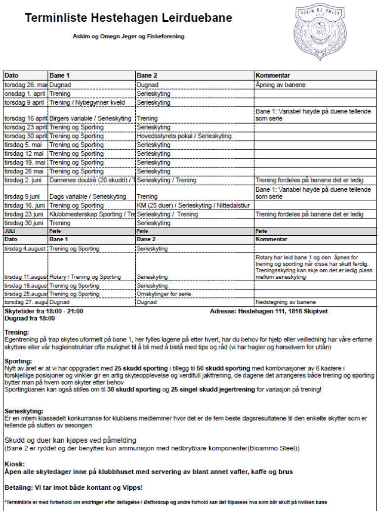 Terminliste Hestehagen -26