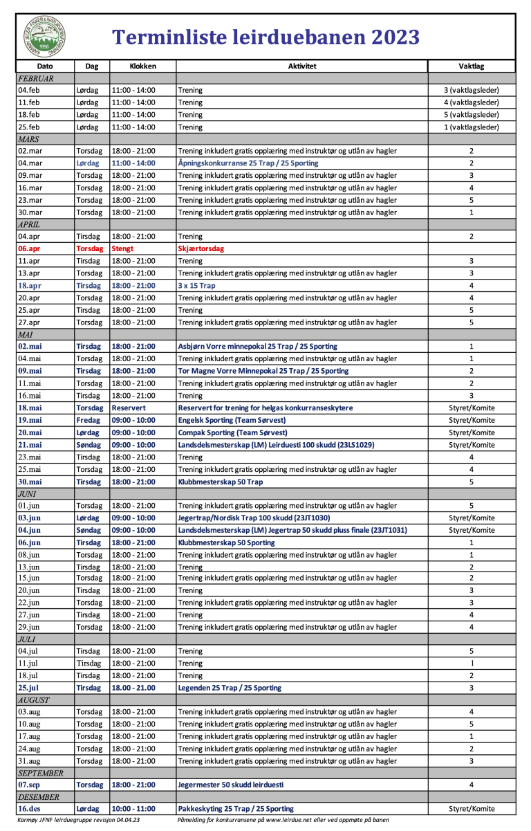 Terminliste leirduebanen Karmøy JFNF 04042023.png