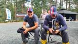 Arild Grytten og Ståle Midtlid under NM Nordisk Trap 2022. Begge var nylig invitert med på landskamp og hadde motteke landslagcapsen.